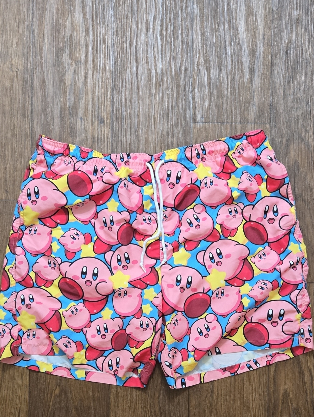 Men's Pink Kirby Print Swim Trunks